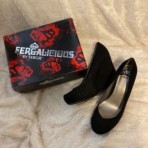 Fergalicious black suede wedge!
